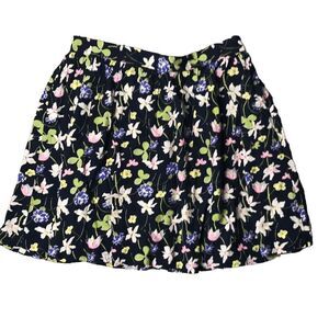 Top Shop Mini Circle Skirt Womens Size 6 Black Floral Pull-on Skater Fairycore